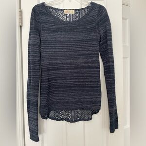 Women’s Small Hollister Navy Blue Striped Lace Top
